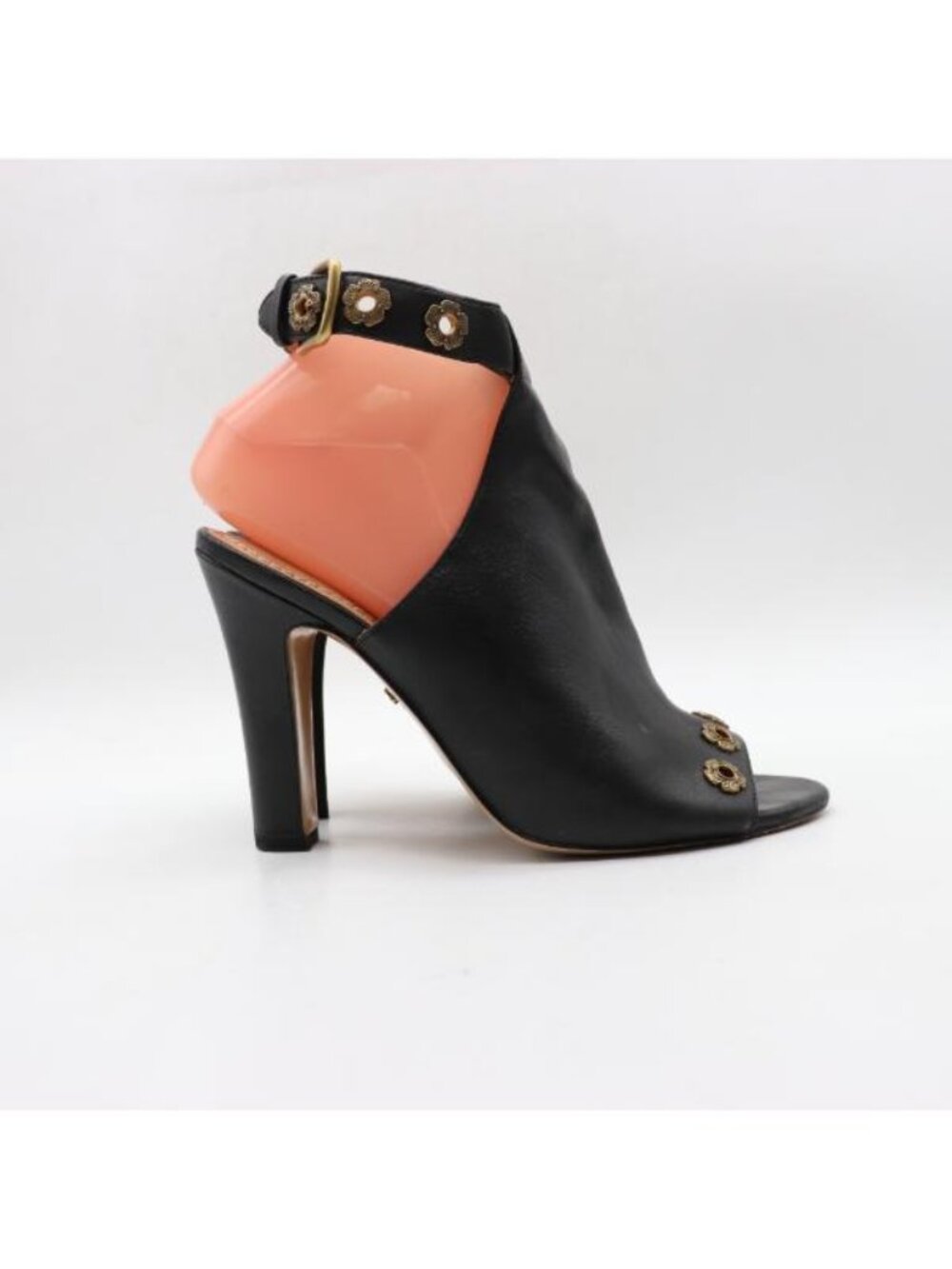 Coach Heels Black Leather Women's Size 8 B Buckle Strappy Open Toe Shoes